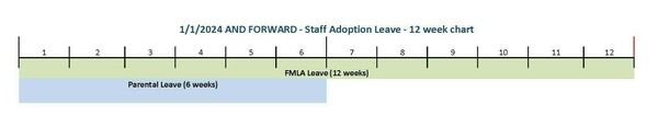 This image shows how FMLA runs concurrently with parental leave for a staff adoption.